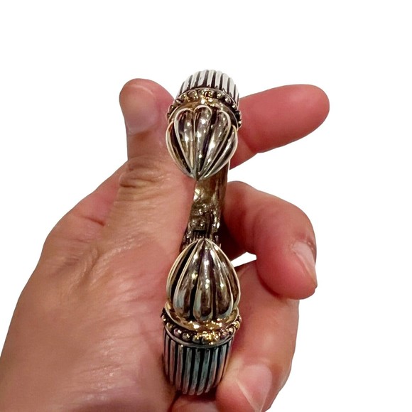 Hinged Cuff Bracelet Renaissance Medieval Revival Jewelry Chuncky Heavy - Picture 5 of 9